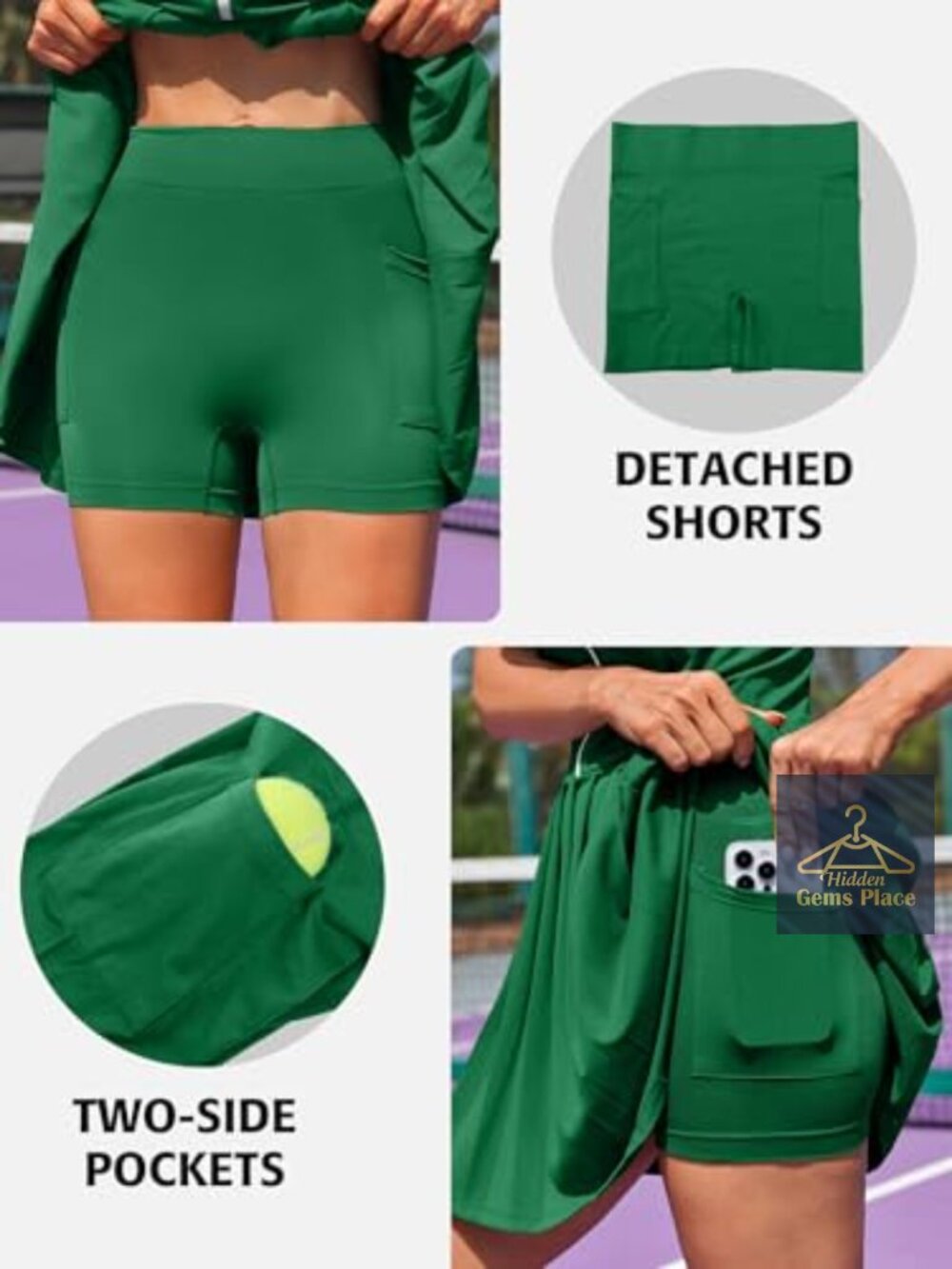 Tennis Dress with Built in Shorts and Bra Pleated Golf Dress Seamless Athletic - Picture 4 of 7